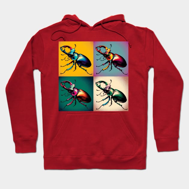 Rainbow Stag Beetle - Cool Insect Hoodie by PawPopArt